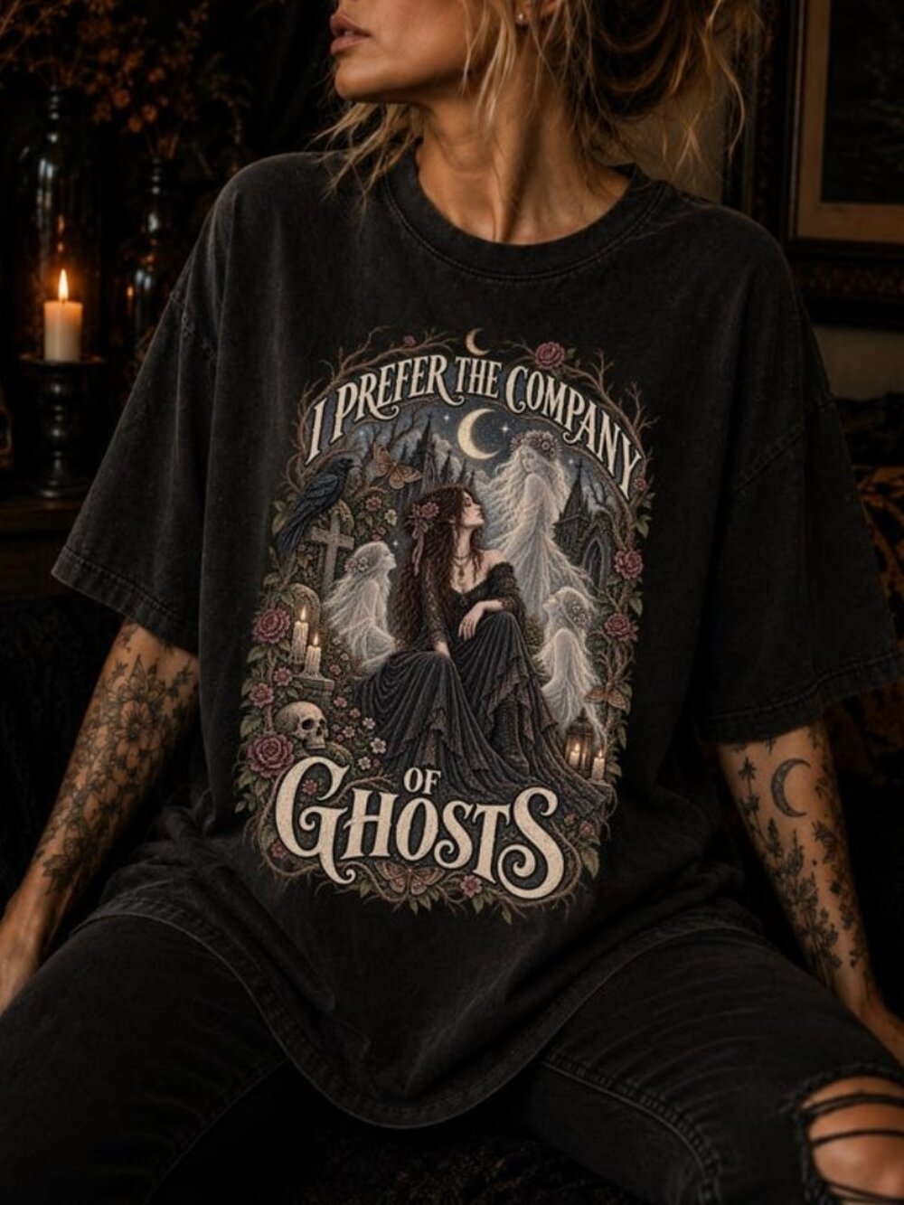 Victorian Goth Crow Dark Humor Witchy Tee